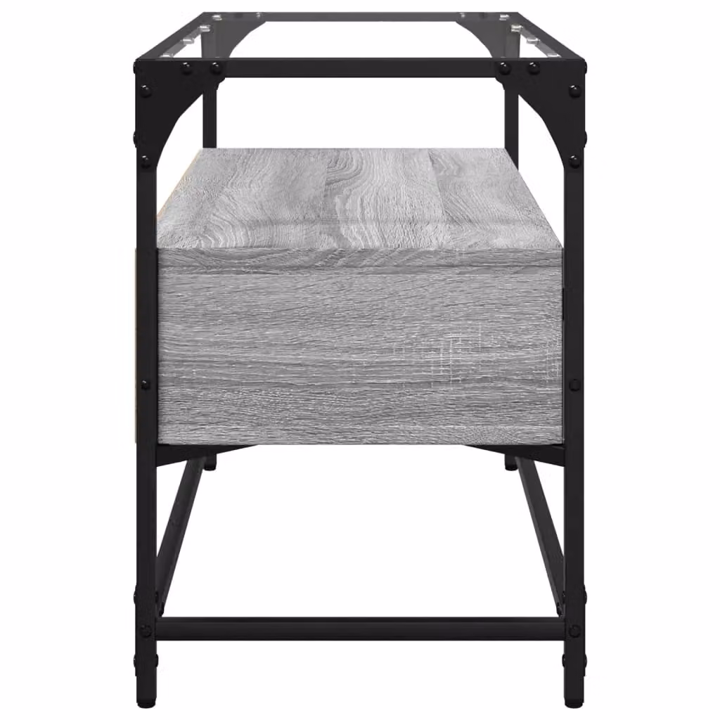 Berkfield Home Industrial TV Cabinet with Glass Top in Grey Sonoma, W/D/H: 80 x 35 x 51 cm – 3