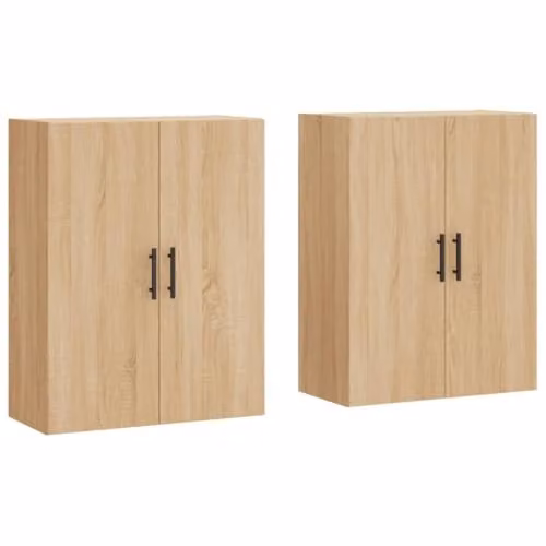 vidaXL Set of 2 Wall Mounted Cabinets in Sonoma Oak, Brown, W/D/H: 69.5 x 34 x 90 cm