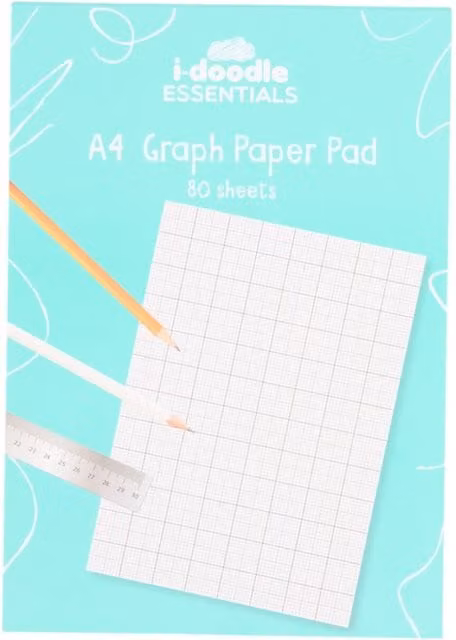 idoodle Essentials A4 Squared Graph Paper Pad, White