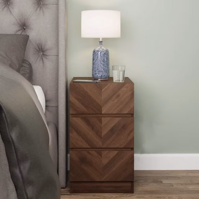 GFW Catania Pair of 3 Drawer Bedside Tables in Walnut – 1