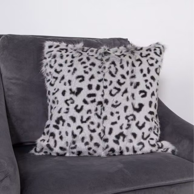 Native Natural Grey Lambskin Square Cushion, W: 45 cm