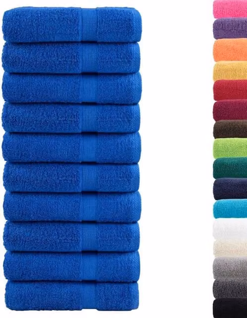 Berkfield Home SOLUND Premium Cotton Terry Bath Towels, Blue, 10 Pack, W: 100 cm, L: 150 cm, 600gsm – 1