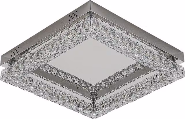 Living Star Modern Square Crystal LED Ceiling Light in Silver and Transparent
