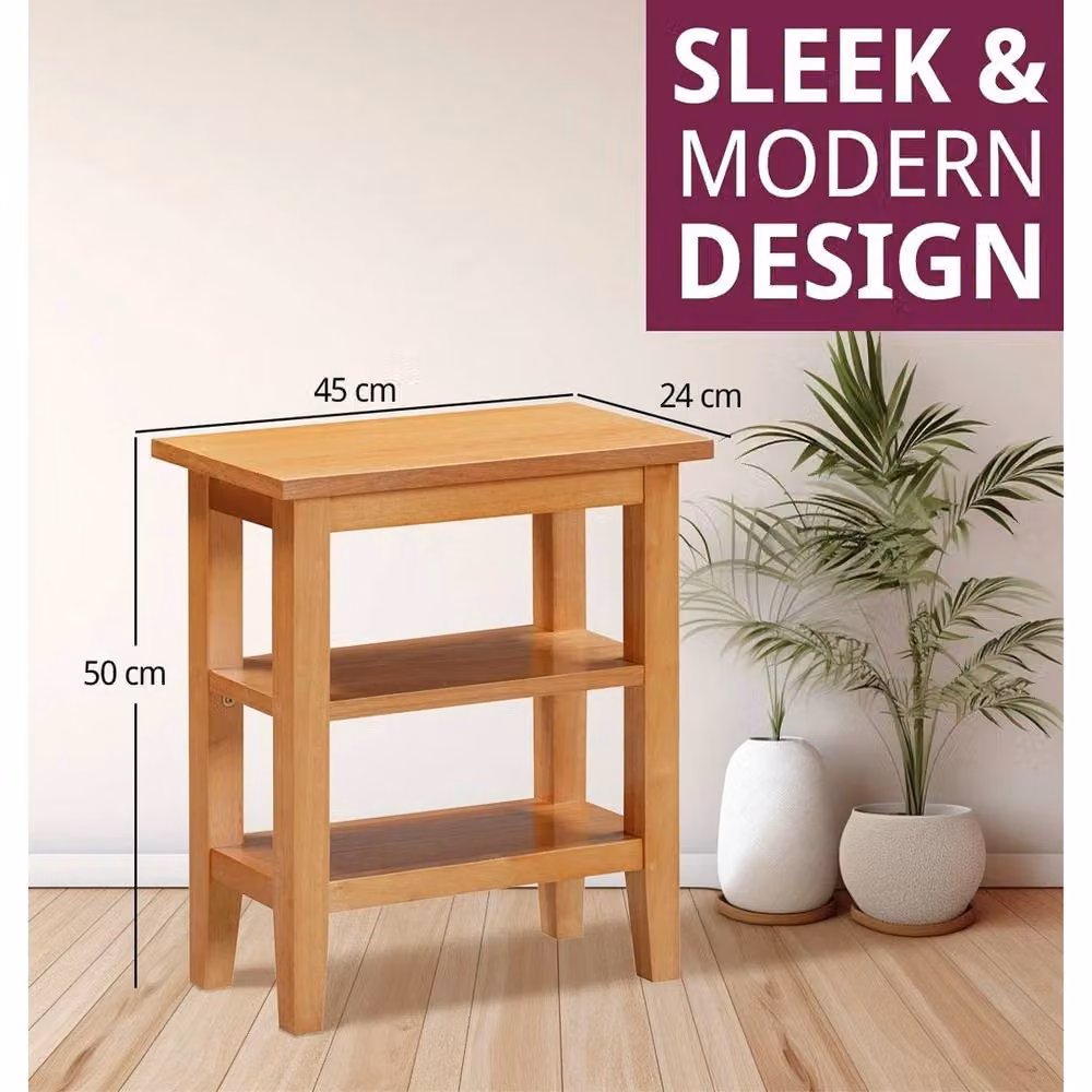 FORGEVIO Modern Square Wooden Side Table in Light Oak – 4