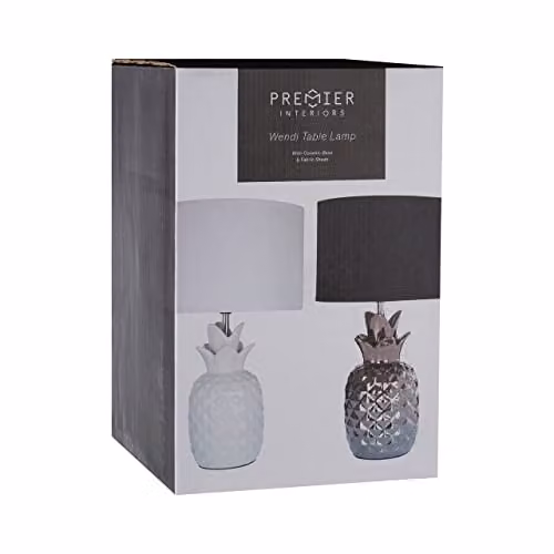 Orsina Pineapple Table Lamp with Copper Ceramic Base and Fabric Shade in Black and Gold, W/D/H: 23 x 23 x 40 cm – 4