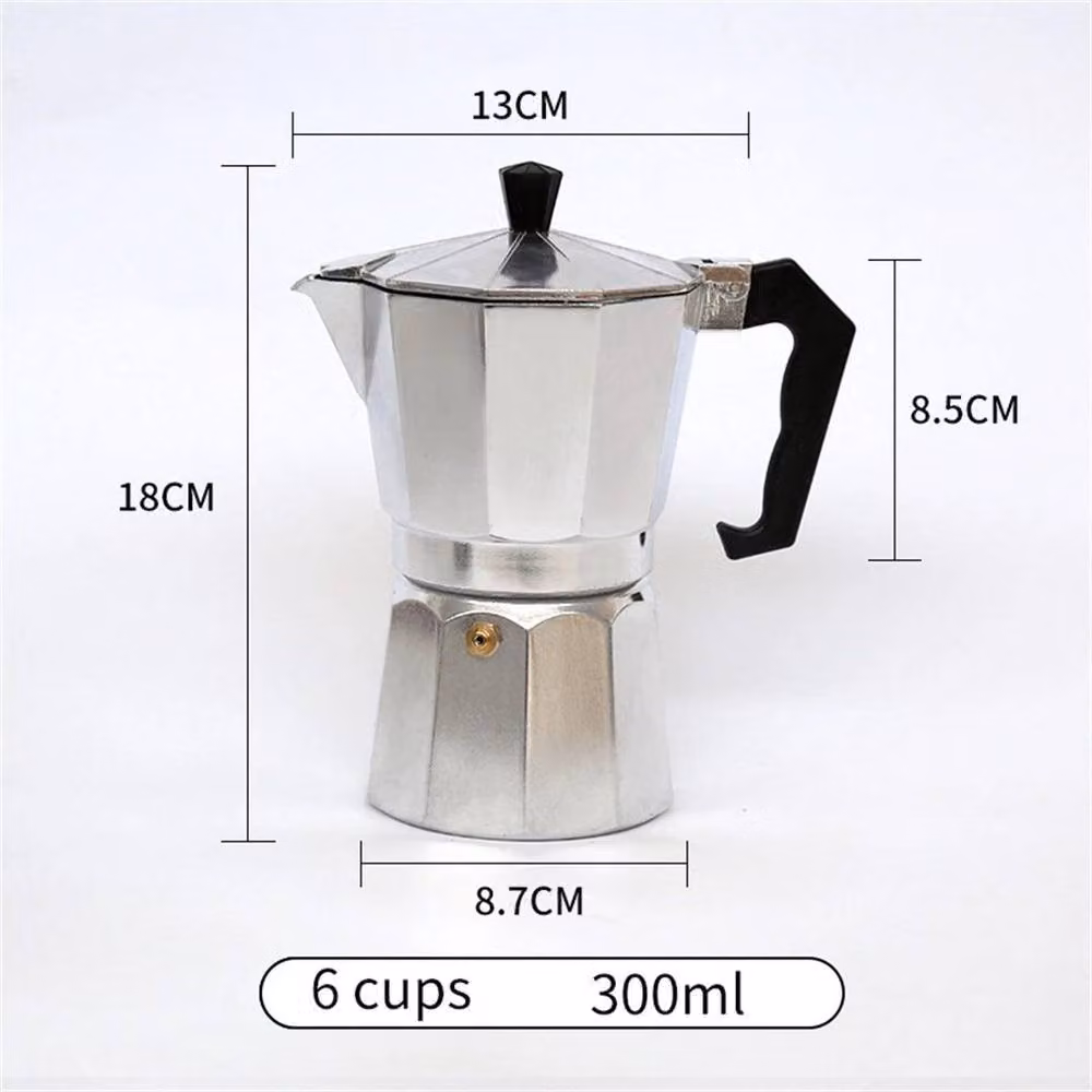 PAWNORA Silver 6-Cup Moka Percolator Coffee Maker, 300ml – 2