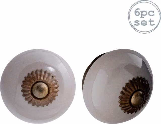 Nicola Spring Grey Ceramic Cabinet Knobs, Pack of 6