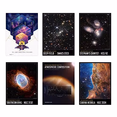 Artery8 NASA James Webb Space Telescope First Deep Field Images Wall Art Poster Pack of 6, Multicolour, W: 30.0 cm, H: 41.0 cm – 1