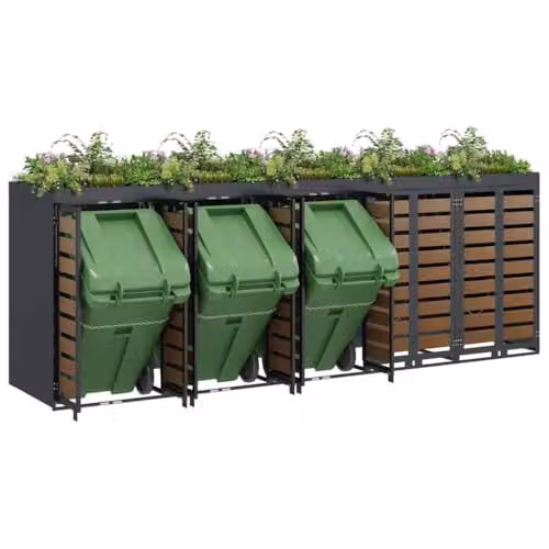 vidaXL Wheelie Bin Storage for 5 Bins in Anthracite Steel – 1