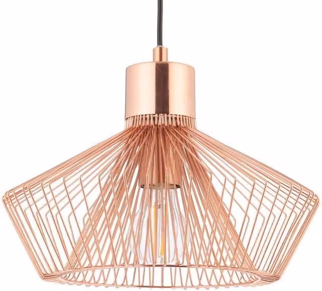Loops Modern Copper Wire Hanging Ceiling Pendant Light with Adjustable Height and Dimmable E27 Bulb Holder