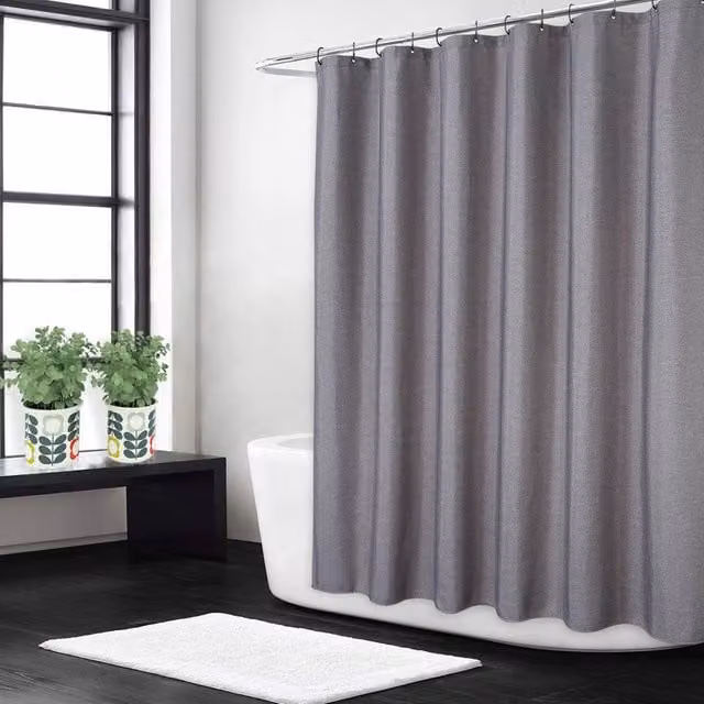 London Boutique Waterproof Polyester Shower Curtain in Dark Grey, W/H: 121.92 x 182.88 cm – 1