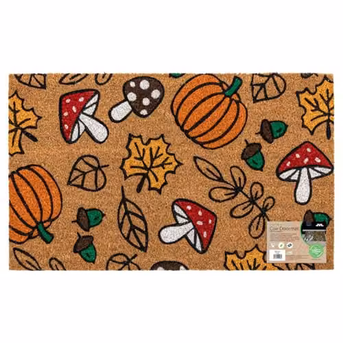 JVL Brown Coir Entrance Doormat with Non-Slip Latex Backing, W: 45 cm, D: 75 cm – 1