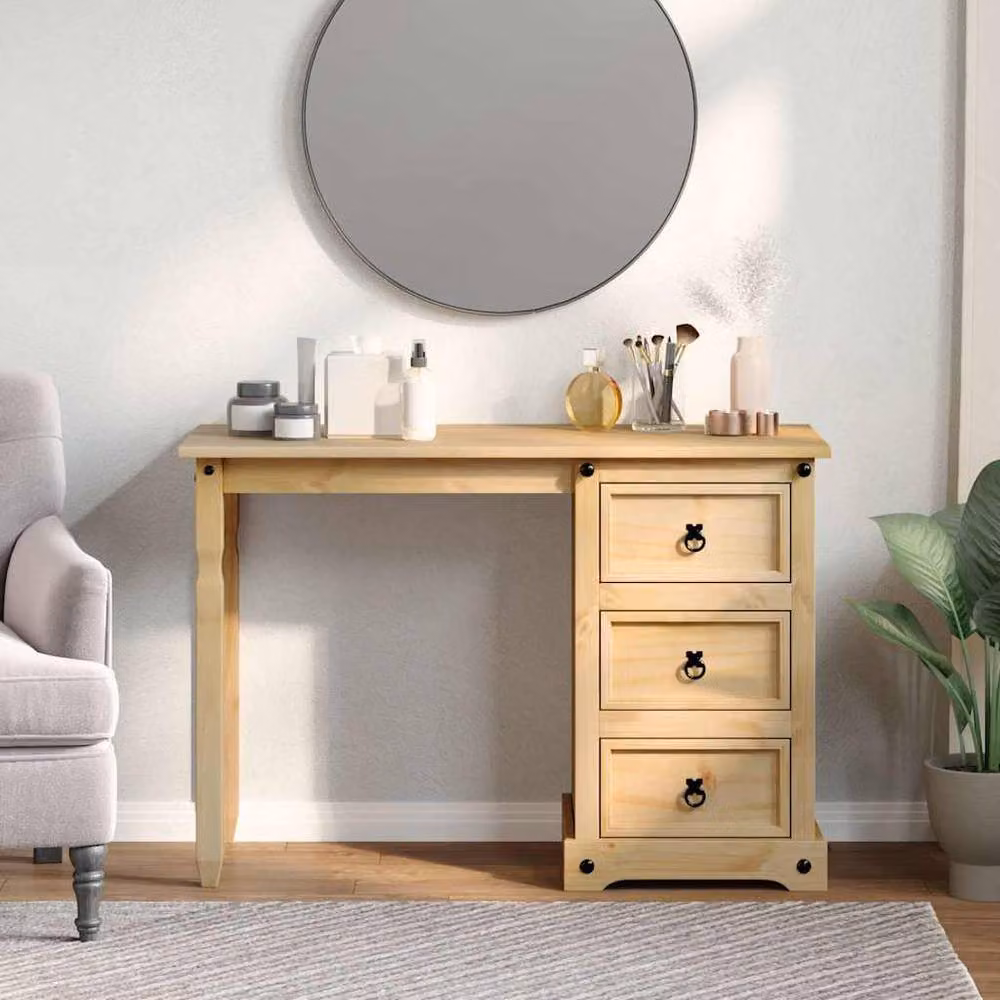 Berkfield Home Corona Dressing Table in Brown Solid Pine Wood, W/D/H: 110 x 50 x 75 cm – 2