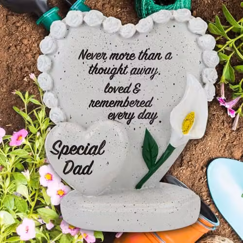 VFM e-Store Memorial Heart Flower Pot Ornament in Grey, W: 15 cm, D: 13 cm – 5