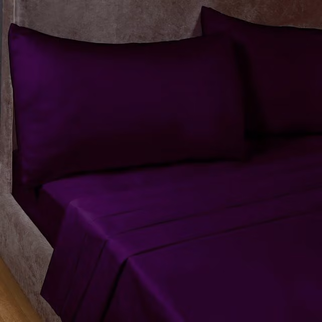 Rapport Home Purple Polycotton Percale Plain Flat Sheet, 180 Thread Count, W/D/H: 90 x 200 cm