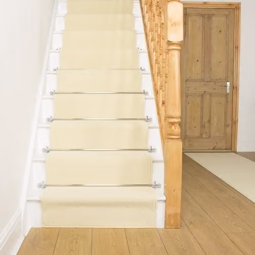 runrug Plain Beige Stair Carpet Runner, W/L: 70 cm x 600 cm