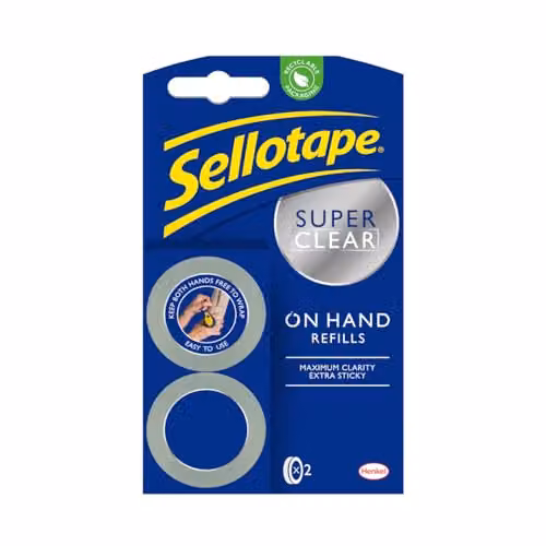 Sellotape On-Hand Extra Strong Clear Tape Refills, Pack of 2, W: 1.8 cm, L: 15 m – 1