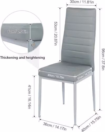 Kosy Koala Modern Dining Table Set with 6 Grey Faux Leather Chairs – 2