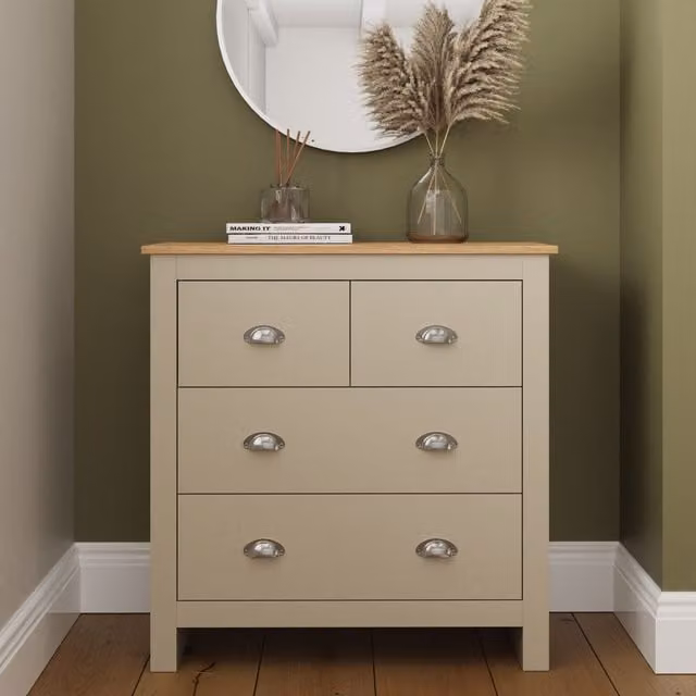 GFW Lancaster 4 Drawer Chest in Cream and Oak – 2