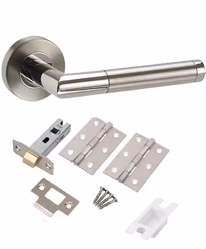 Golden Grace Mitred Hand Dual Finish Satin Nickel and Polished Chrome Silver Set