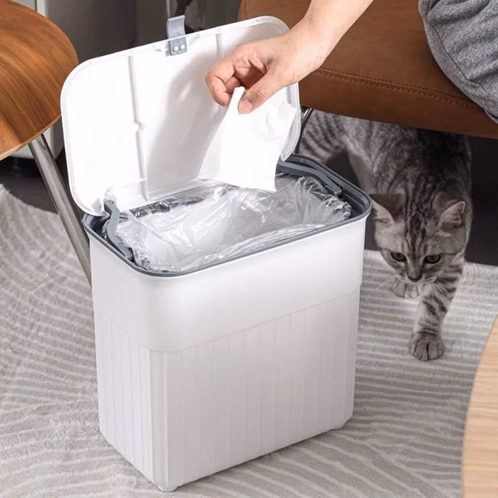 KORVIXA Wall Mounted Kitchen Waste Bin with Flip Lid, White, Width: 100 cm – 4