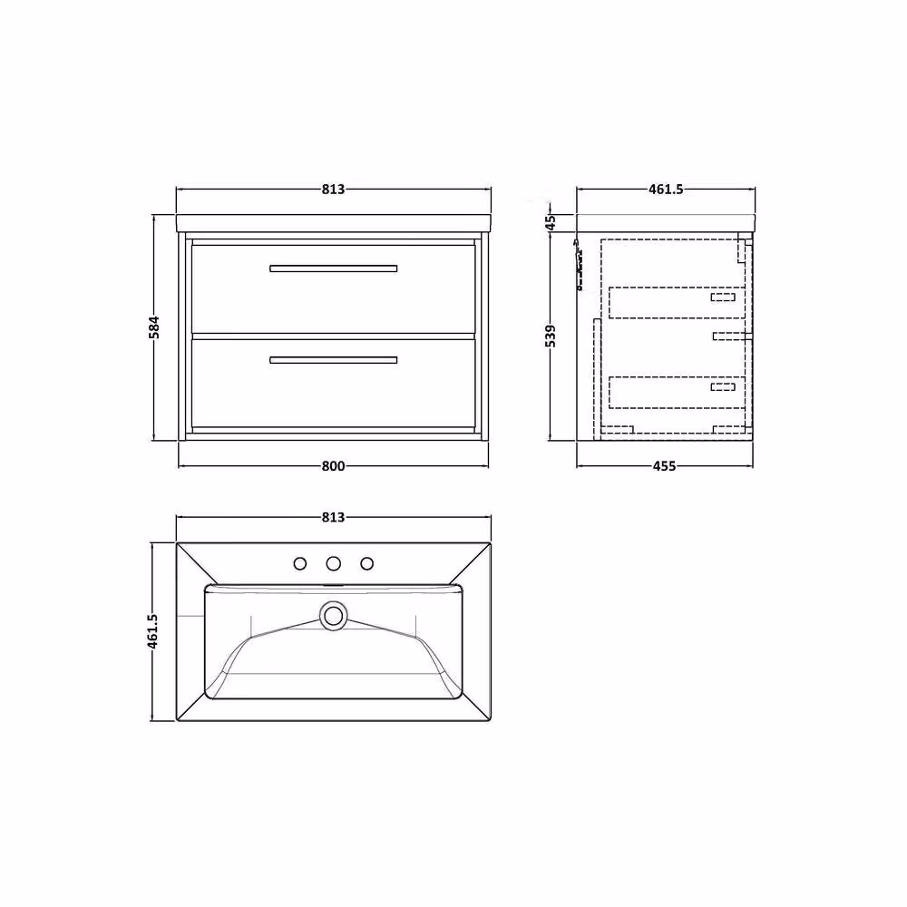 Balterley Longnor 2 Drawer Unit in Graphite Grey Woodgrain – 3