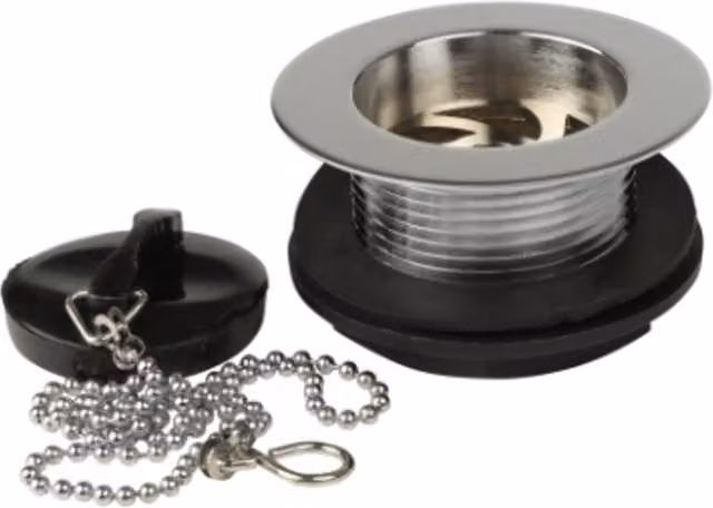 Thomas Dudley 1 1/2 inch Plastic Bath Waste Plug with BC and Hook, Silver