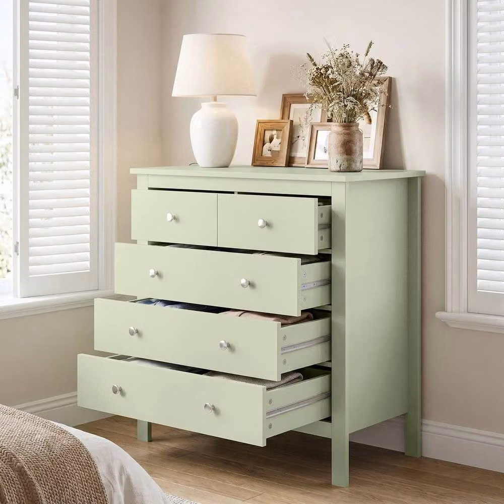 SPETLEK Modern 5 Drawer Chest of Drawers in Green – 2