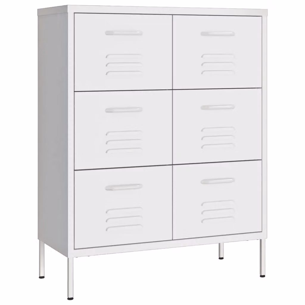 Berkfield Home White Steel Drawer Cabinet W: 80 cm, D: 35 cm, H: 101.5 cm – 2