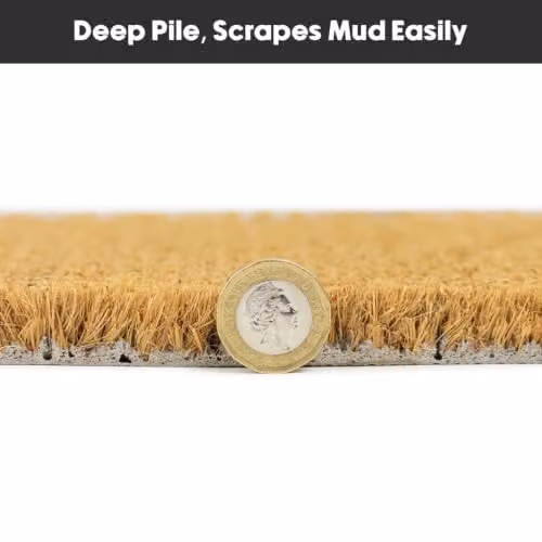 JVL Manor Plain Brown Coir Door Mat, W/D: 70 x 40 cm – 3