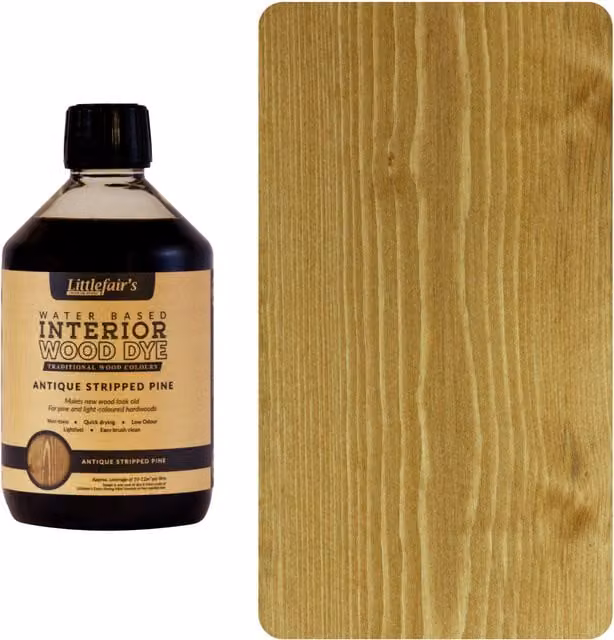 Littlefair's Water Based Wood Stain in Antique Stripped Pine Yellow, 500ml