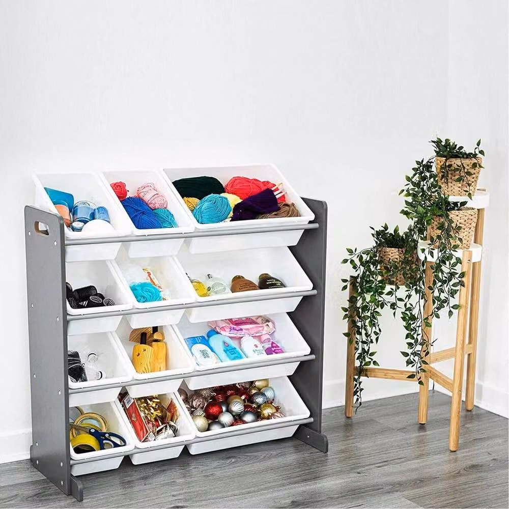 Havendro 4-Tier Kids Toy Storage Unit with 12 Boxes and Drawers, Multicolour – 2