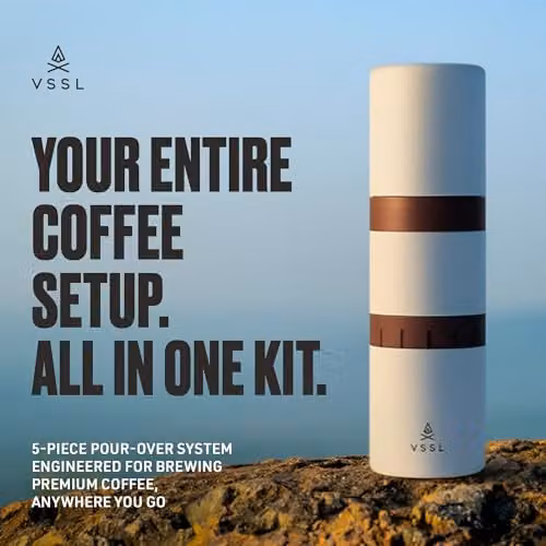 VSSL Nest Pour Over Coffee Kit with Two Double Walled Mugs, Beige – 2
