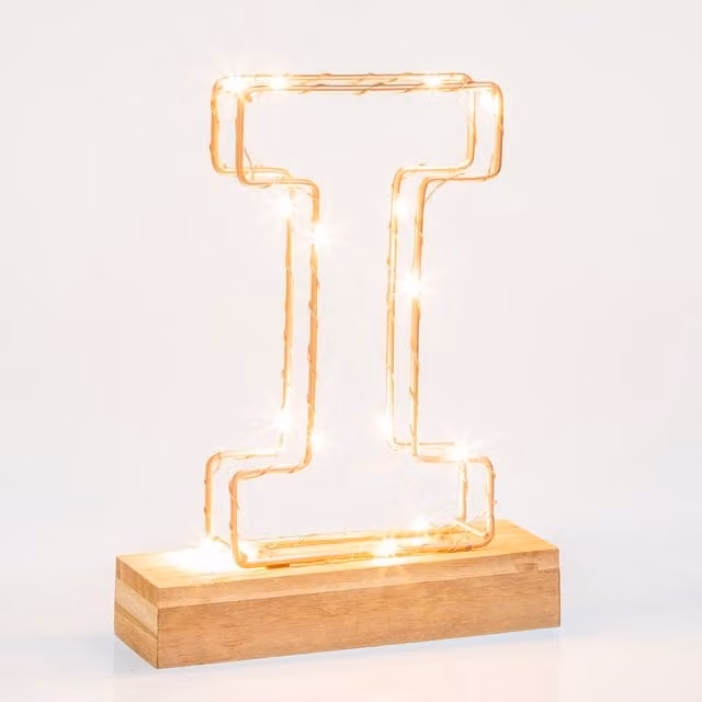 Echo Three Light Up Letter I LED Alphabet Wire Frame Letter Light in Rose Gold – 1