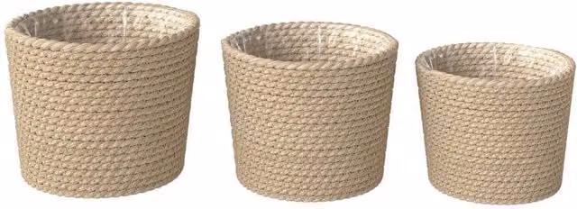 KORVIXA Set of 3 Seagrass Planters in Brown, Beige and Multicolour – 1
