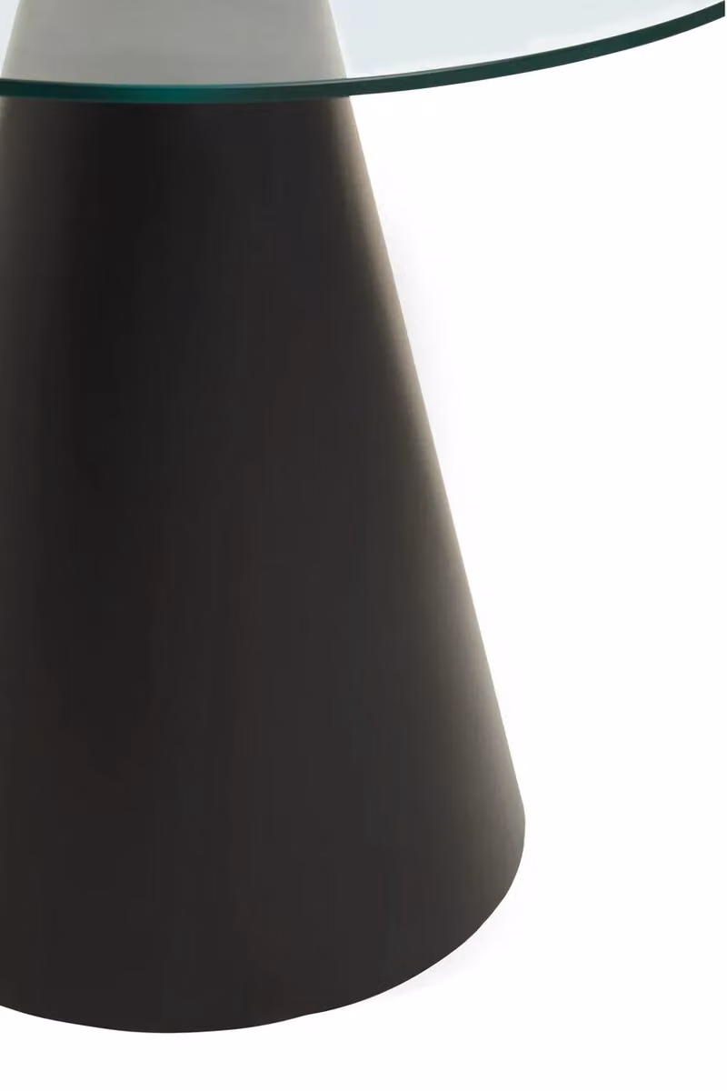 Orsina Modern Round Dining Table with Transparent Glass Top and Black Metal Base, Diameter: 80 cm – 3