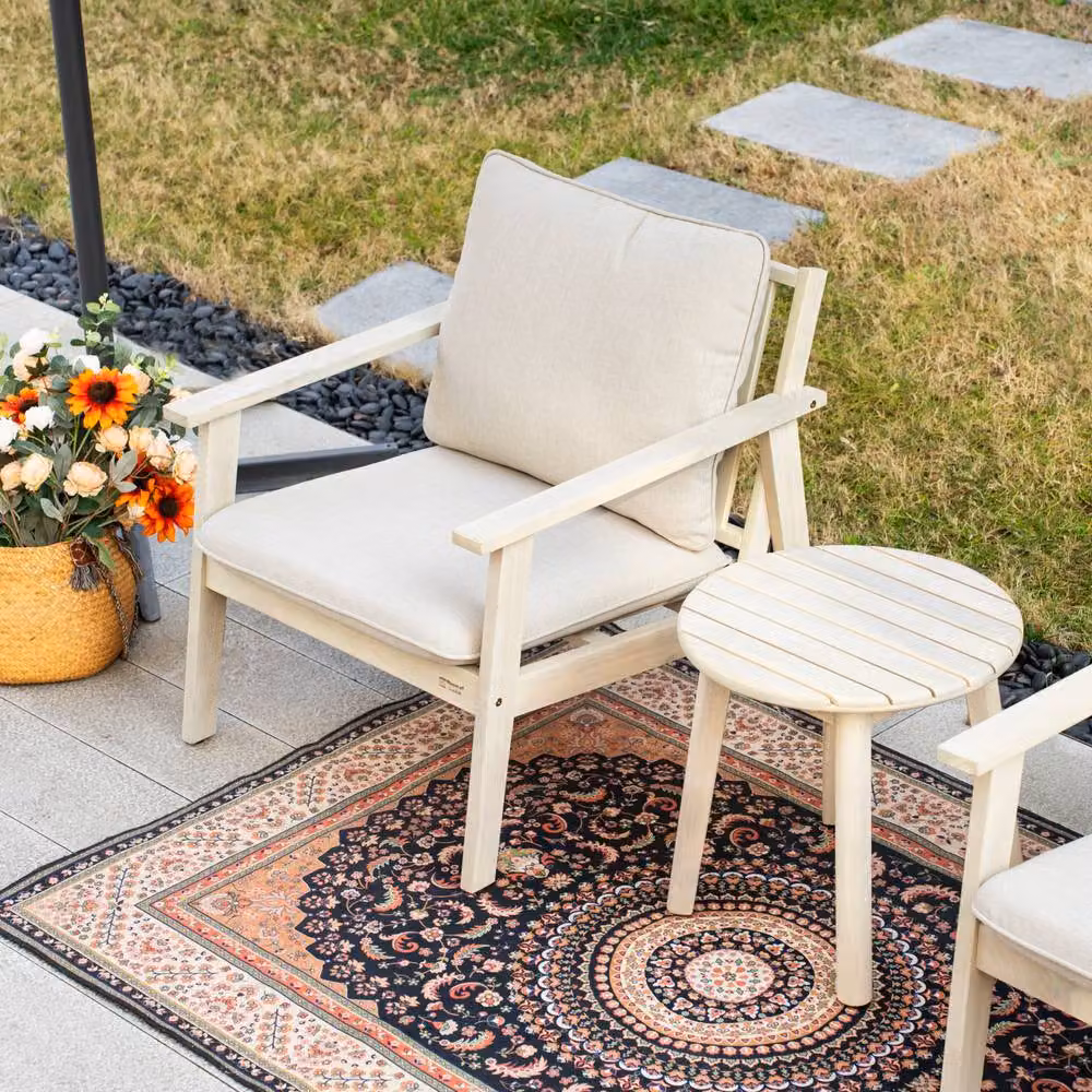Direct Wicker 2 Seater Wooden Outdoor Bistro Set with Table and Chairs in Beige – 2