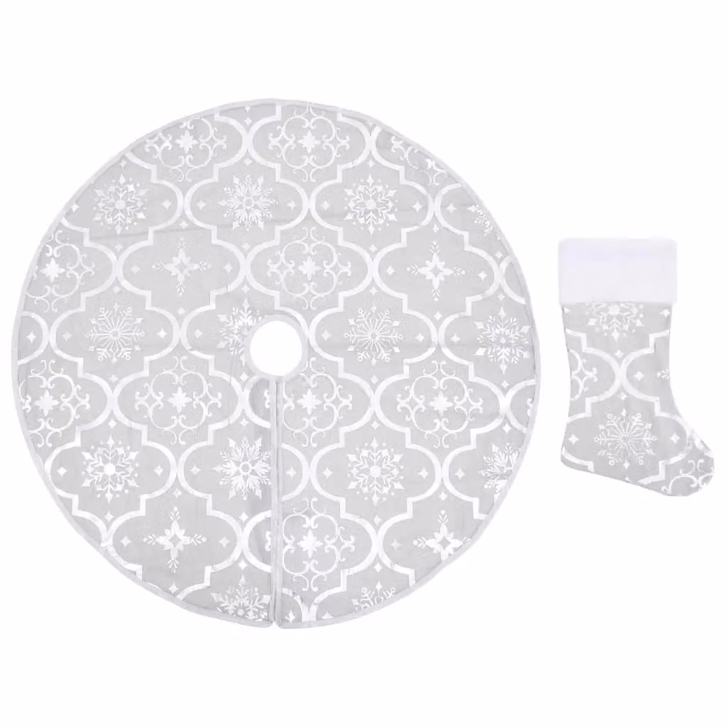 Berkfield Home Luxury Christmas Tree Skirt with Sock in White, 150 cm Diameter – 2