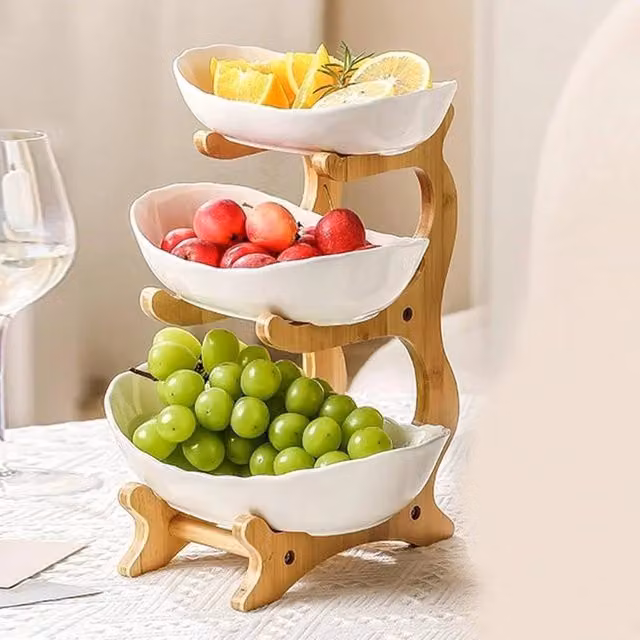KORVIXA 3 Tier Fruit Bowl Serving Bowls in White