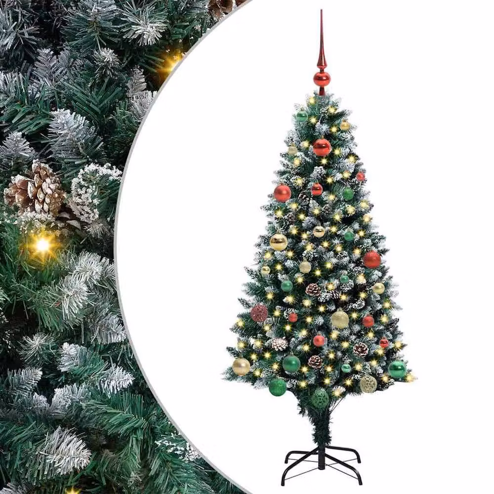 Berkfield Home Artificial Green Christmas Tree with 150 Warm White LEDs and Stand, Height: 150 cm – 2