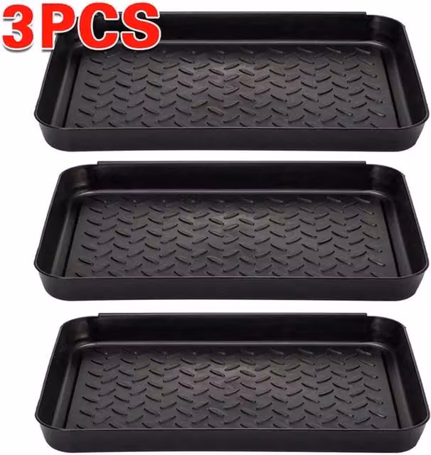 SPETLEK Multi Purpose Plastic Shoe and Boot Tray, Black, Large – 1