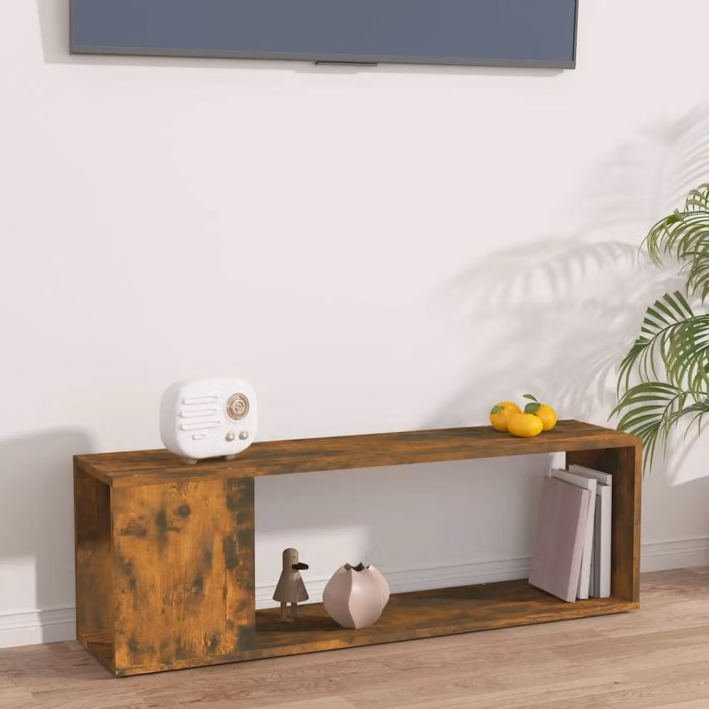 Berkfield Home Smoked Oak TV Cabinet in Brown, W/D/H: 100 x 24 x 32 cm – 2
