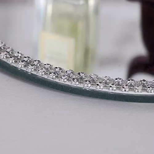Melody Maison Silver Round Jewelled Mirrored Glass Display Plate, Diameter: 19.5 cm – 3