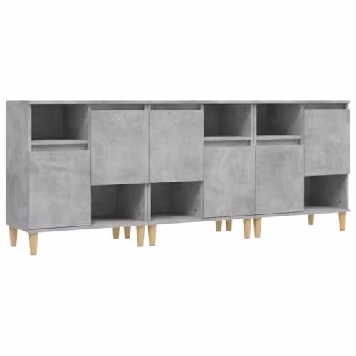 vidaXL Set of 3 Sideboards in Concrete Grey, Engineered Wood, W/D/H: 60 x 35 x 70 cm – 1