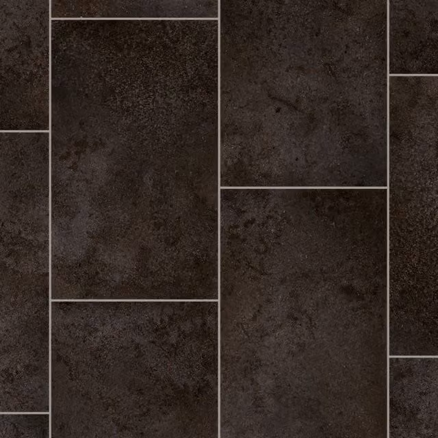 Galerie Dark Grey Stone Tile Effect Non Slip Vinyl Flooring Sheet, Black, 400 x 400 cm