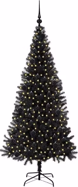 Berkfield Home Lush Christmas Tree with 300 LEDs and Stand, Black, Height: 180 cm – 1