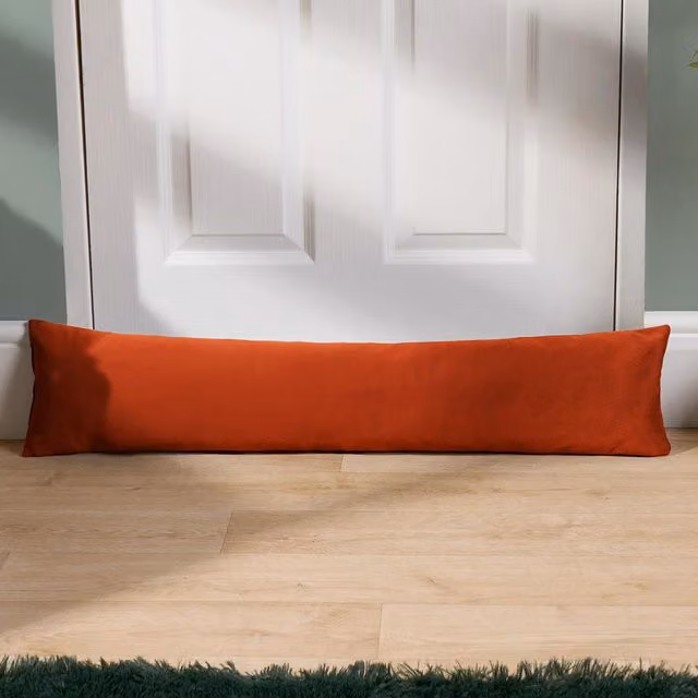 OHS Matte Velvet Door Draught Excluder Draft Insulator in Red and Orange