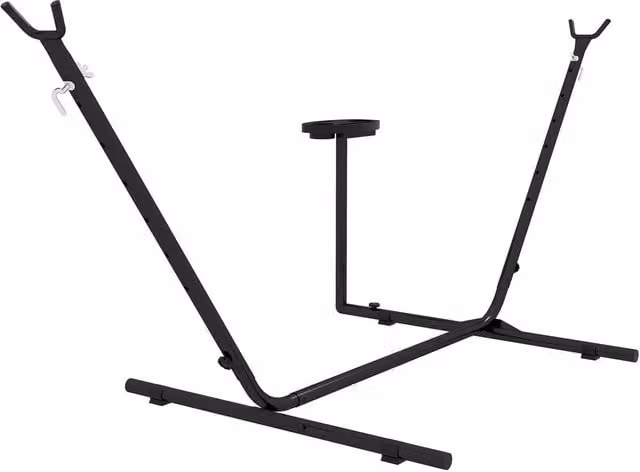 OUTSUNNY Hammock Stand with Side Tray and Steel Frame, Black – 1