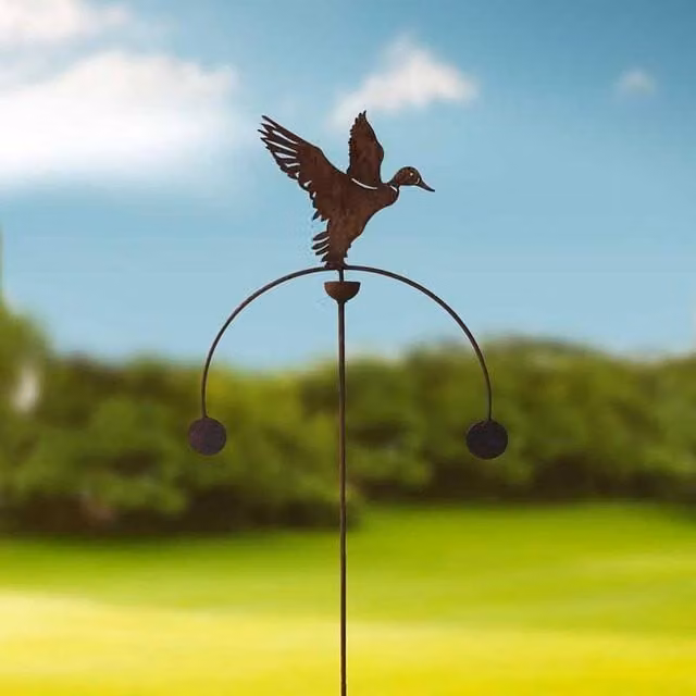 Poppyforge Duck Flying Wind Rocker in Brown Steel, W54 x H148.5 cm