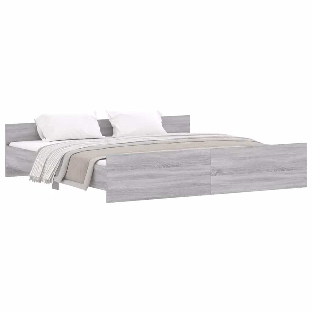 Berkfield Home Bed Frame with Headboard and Footboard in Grey Sonoma, 200 x 200 cm – 2